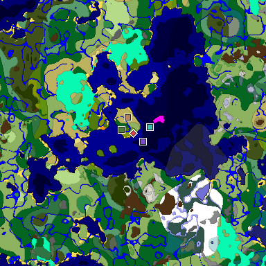 Predicted biome map of Java 1.18 seed 6150769652947910960 around estimated spawn