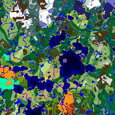 Predicted biome map of Java 1.18 seed 651451958539511514 around estimated spawn