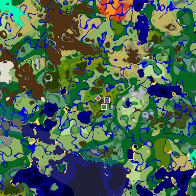 Predicted biome map of Java 1.18 seed -7194666440986972585 around estimated spawn