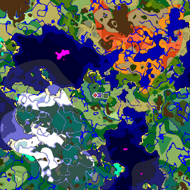 Predicted biome map of Java 1.18 seed 828748560820088142 around estimated spawn