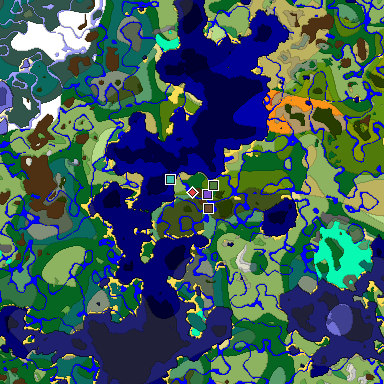 Predicted biome map of Java 1.18 seed -7965508849479771575 around estimated spawn