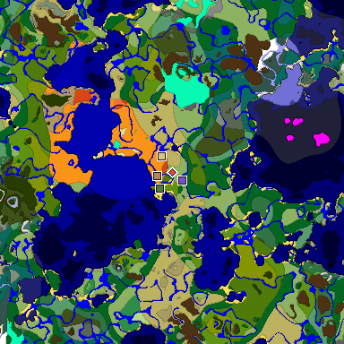Predicted biome map of Java 1.18 seed 4472006215690082966 around estimated spawn