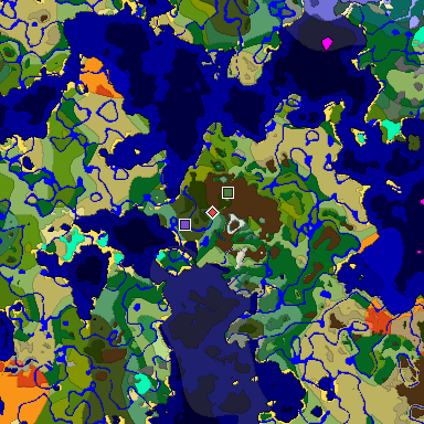 Predicted biome map of Java 1.18 seed -4349665838576398637 around estimated spawn
