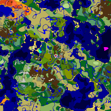 Predicted biome map of Java 1.18 seed -580419263488972870 around estimated spawn