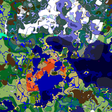 Predicted biome map of Java 1.18 seed -948399330648168524 around estimated spawn