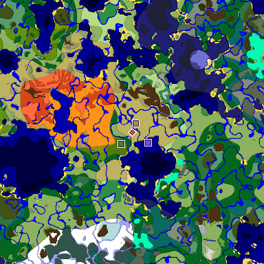 Predicted biome map of Java 1.18 seed -57878604660748946 around estimated spawn
