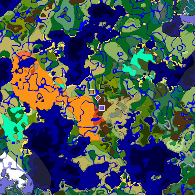 Predicted biome map of Java 1.18 seed -1158135810512083827 around estimated spawn