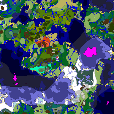 Predicted biome map of Java 1.18 seed -5041976683479022175 around estimated spawn