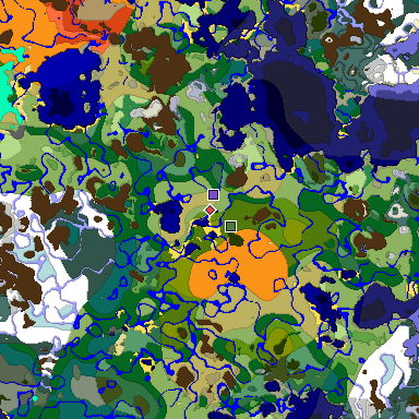 Predicted biome map of Java 1.18 seed 3741936887127132337 around estimated spawn