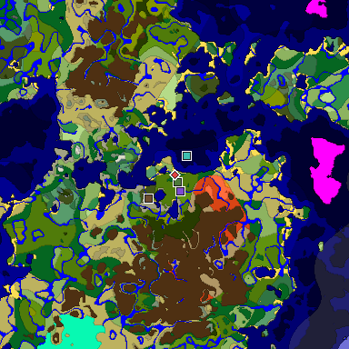 Predicted biome map of Java 1.18 seed 8508225625673167459 around estimated spawn