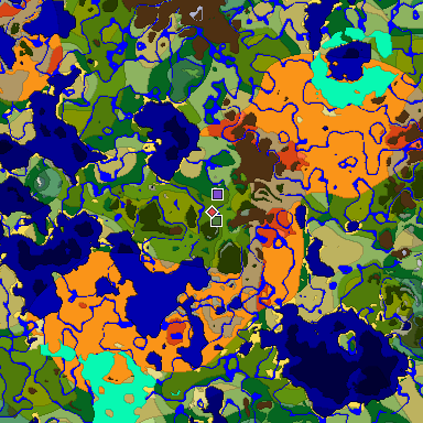 Predicted biome map of Java 1.18 seed -8324640901472697031 around estimated spawn
