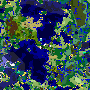 Predicted biome map of Java 1.18 seed 3592551735843613816 around estimated spawn