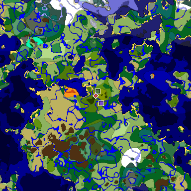 Predicted biome map of Java 1.18 seed 4809295817057567423 around estimated spawn