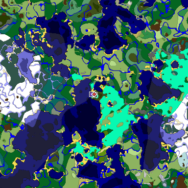 Predicted biome map of Java 1.18 seed 1754348308771265186 around estimated spawn