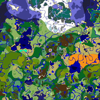 Predicted biome map of Java 1.18 seed 4298160051380605185 around estimated spawn