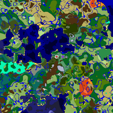 Predicted biome map of Java 1.18 seed 6145680254987854822 around estimated spawn