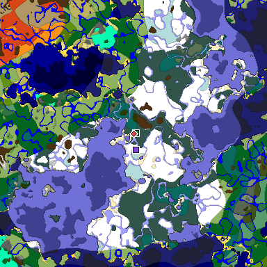 Predicted biome map of Java 1.18 seed -6700544900902267195 around estimated spawn