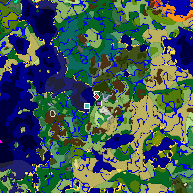 Predicted biome map of Java 1.18 seed -540758643565073407 around estimated spawn