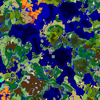 Predicted biome map of Java 1.18 seed -4540597767058546251 around estimated spawn