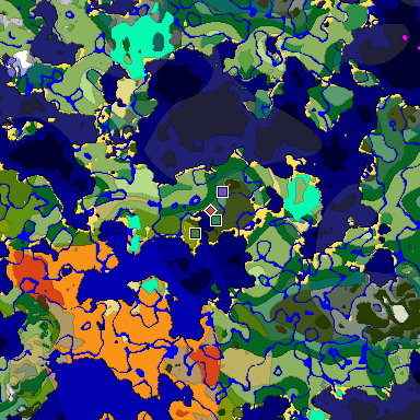 Predicted biome map of Java 1.18 seed 183879511083800758 around estimated spawn