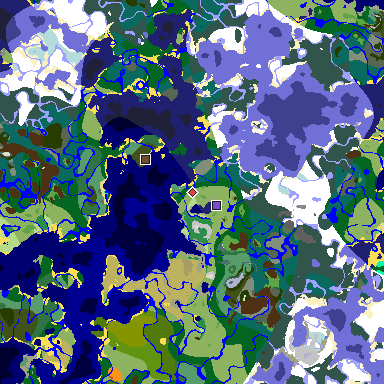 Map of Minecraft seed 8466963232587643934 around spawn