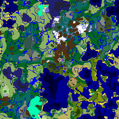 Predicted biome map of Java 1.18 seed 1855152011656296323 around estimated spawn