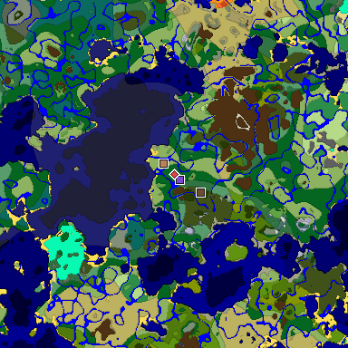 Predicted biome map of Java 1.18 seed 2137624102481569214 around estimated spawn