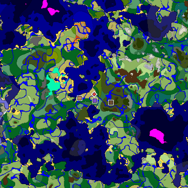 Predicted biome map of Java 1.18 seed 8304544206227118487 around estimated spawn