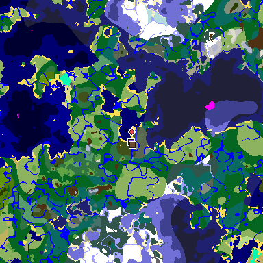 Map of Minecraft seed 7503711600213543560 around spawn