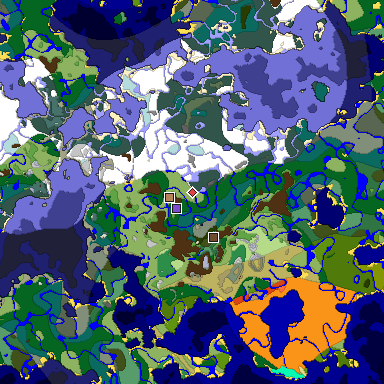 Predicted biome map of Java 1.18 seed 8252463627464606131 around estimated spawn