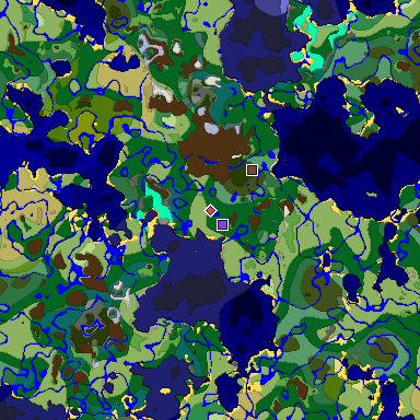Predicted biome map of Java 1.18 seed -7894039170903696772 around estimated spawn
