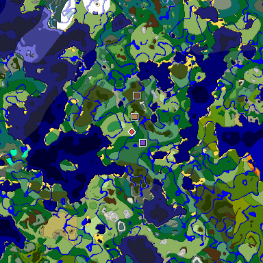 Predicted biome map of Java 1.18 seed -5566708995279622873 around estimated spawn