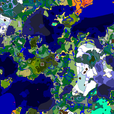 Predicted biome map of Java 1.18 seed -4626118907374001675 around estimated spawn