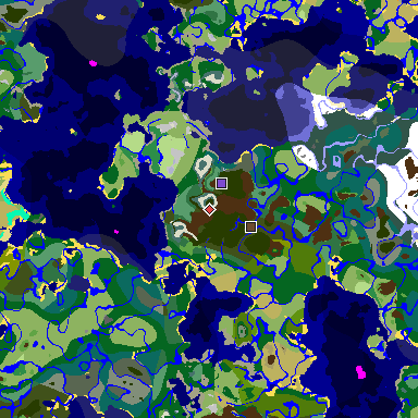 Map of Minecraft seed 7871466643223895459 around spawn