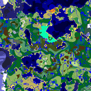 Map of Minecraft seed -2414372918797330099 around spawn