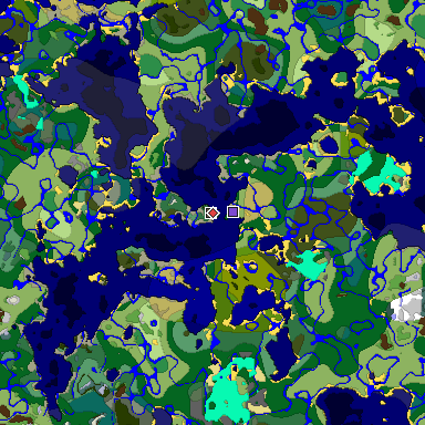 Predicted biome map of Java 1.18 seed 3728257899437471417 around estimated spawn