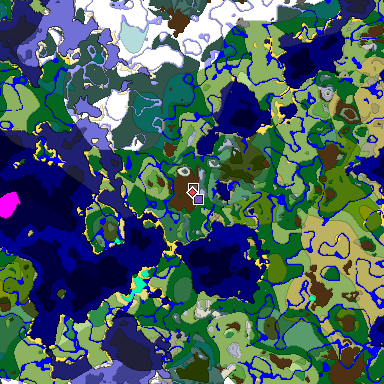 Predicted biome map of Java 1.18 seed -472308811421455802 around estimated spawn