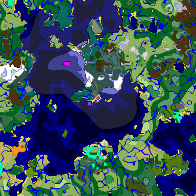 Predicted biome map of Java 1.18 seed 7527304347069927246 around estimated spawn
