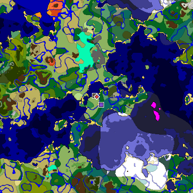 Predicted biome map of Java 1.18 seed 4167449621297559785 around estimated spawn