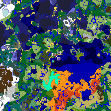 Predicted biome map of Java 1.18 seed 6329946650850000337 around estimated spawn