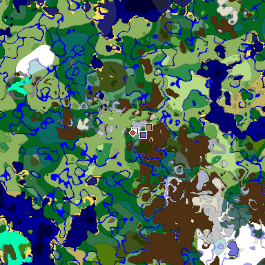 Predicted biome map of Java 1.18 seed -6770250802792141116 around estimated spawn