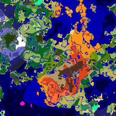 Predicted biome map of Java 1.18 seed -1826158963276539714 around estimated spawn