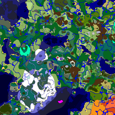 Predicted biome map of Java 1.18 seed -708842513668837106 around estimated spawn