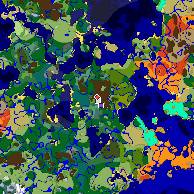 Predicted biome map of Java 1.18 seed -5789718861443299535 around estimated spawn
