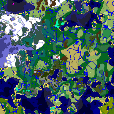 Predicted biome map of Java 1.18 seed -5488396551833974129 around estimated spawn
