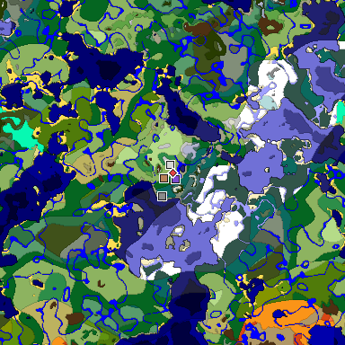 Predicted biome map of Java 1.18 seed -7484122488364476822 around estimated spawn