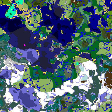 Predicted biome map of Java 1.18 seed -6116454212083403897 around estimated spawn