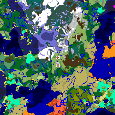 Predicted biome map of Java 1.18 seed 4788296437714579980 around estimated spawn