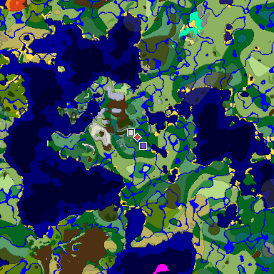 Predicted biome map of Java 1.18 seed -783356618488039749 around estimated spawn