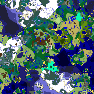 Predicted biome map of Java 1.18 seed -949528128061427655 around estimated spawn
